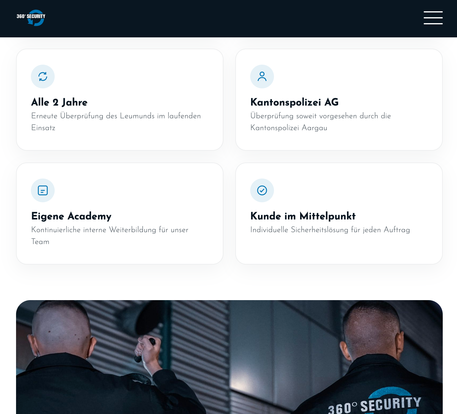 360° Security Webseite auf dem Tablet