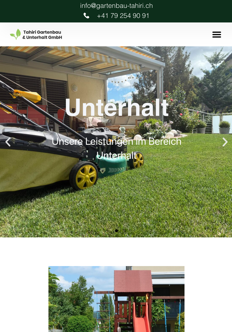 Tahiri Gartenbau Webseite auf dem Handy