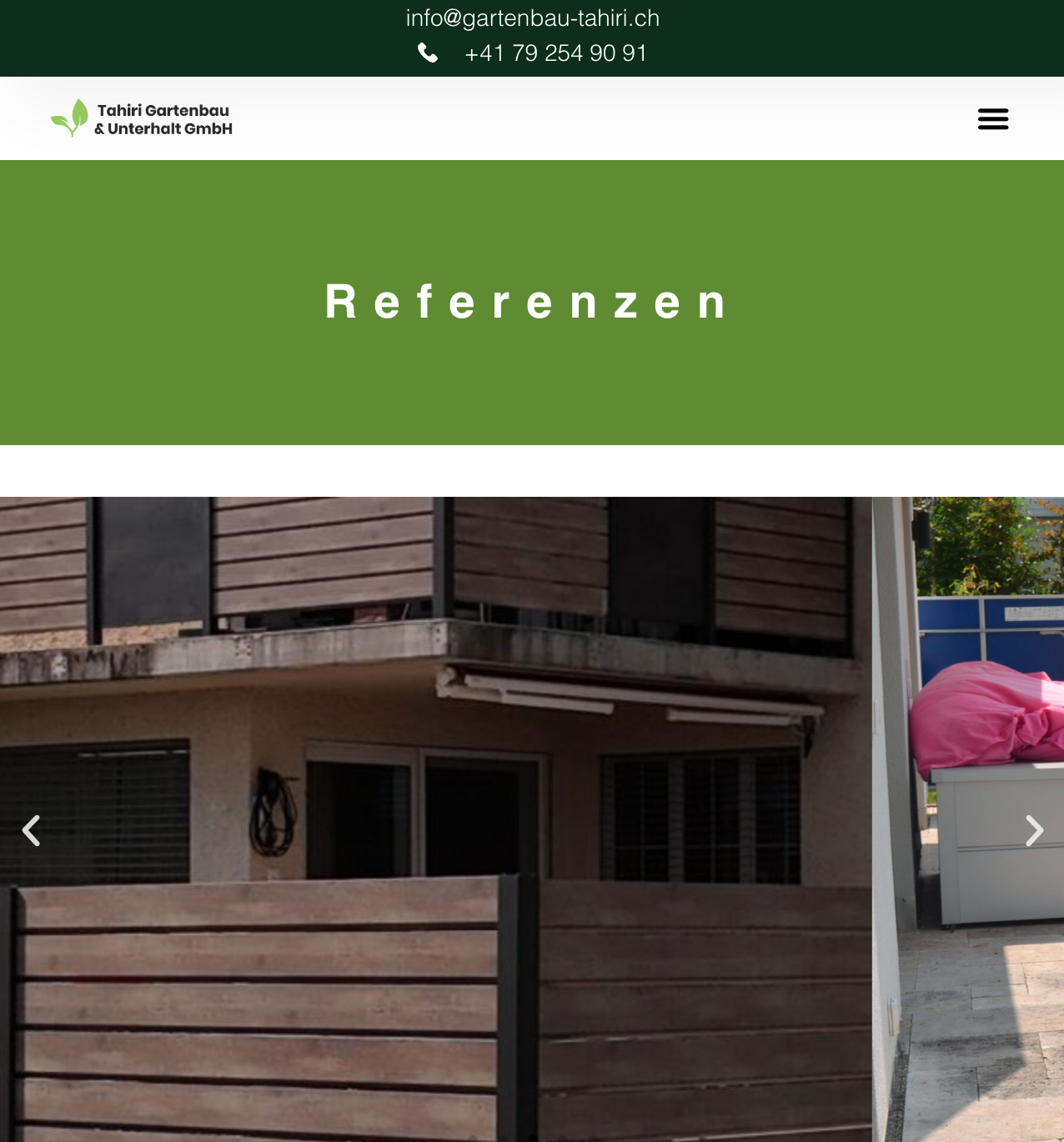 Tahiri Gartenbau Webseite auf dem Tablet
